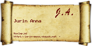 Jurin Anna névjegykártya